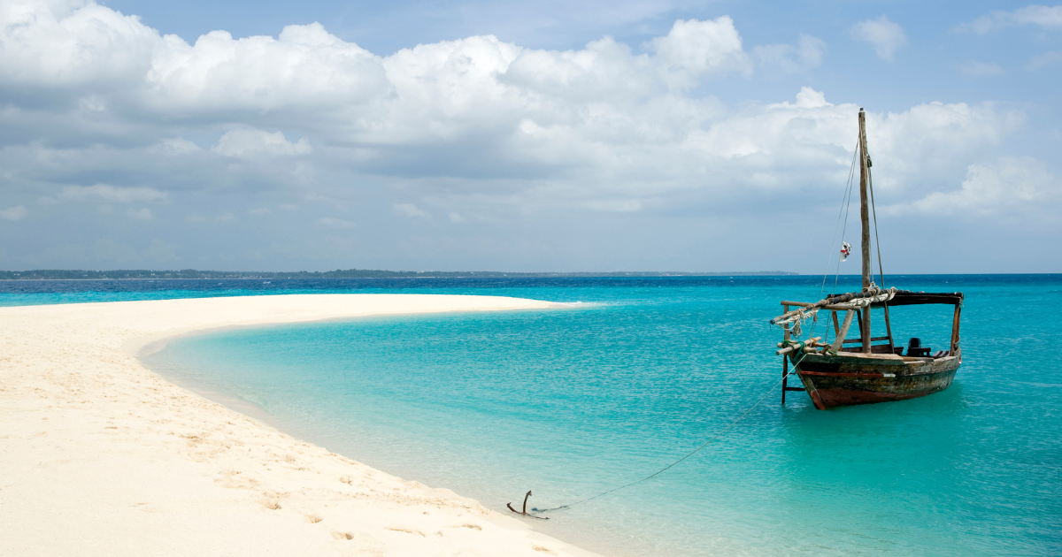 Zanzibar beach with white sand and turquoise water